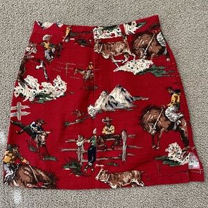Roughrider Vintage Novelty Cowboy Horse Equestrian Print Mini Skirt